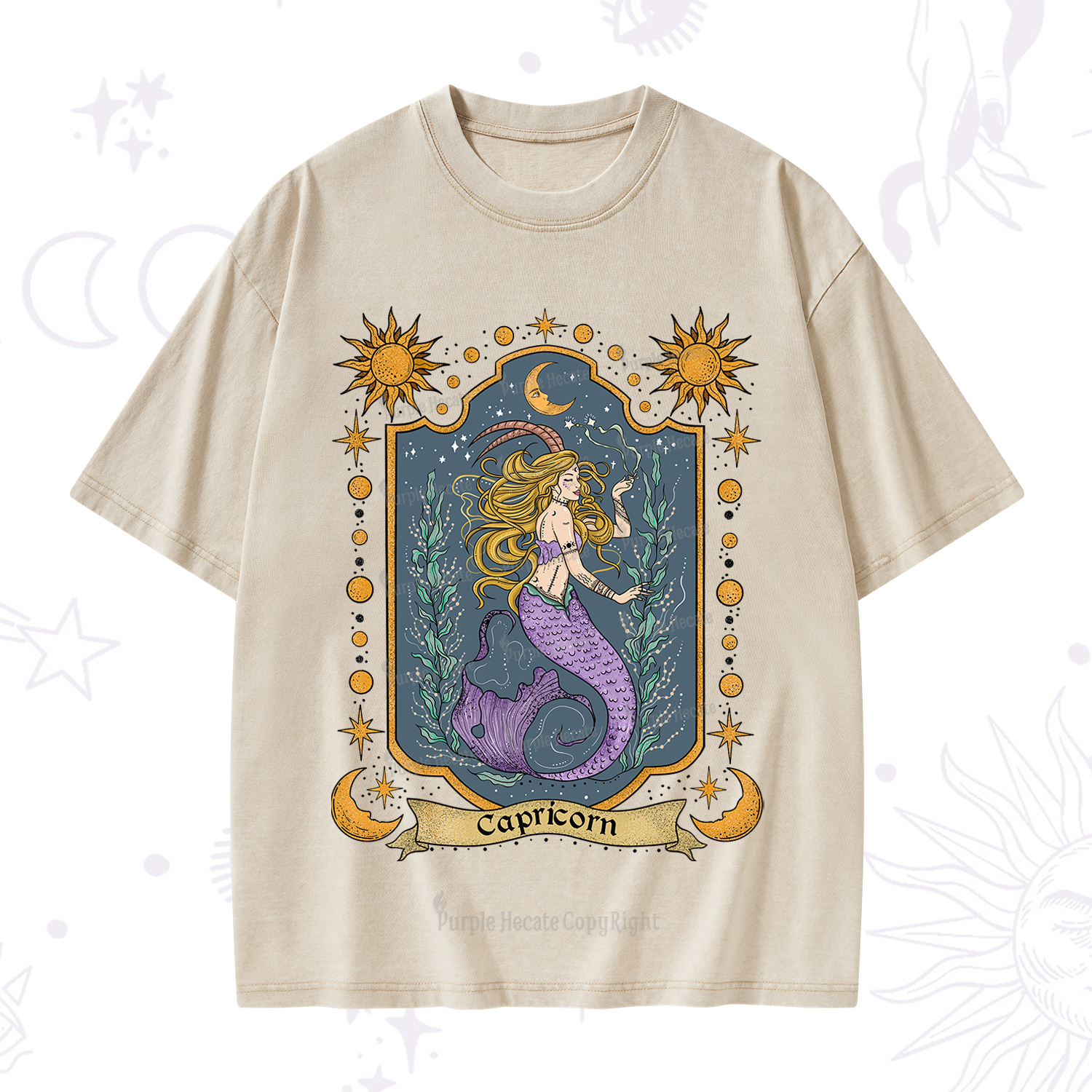 Purplehecate Capricorn Zodiac Washed T-Shirt