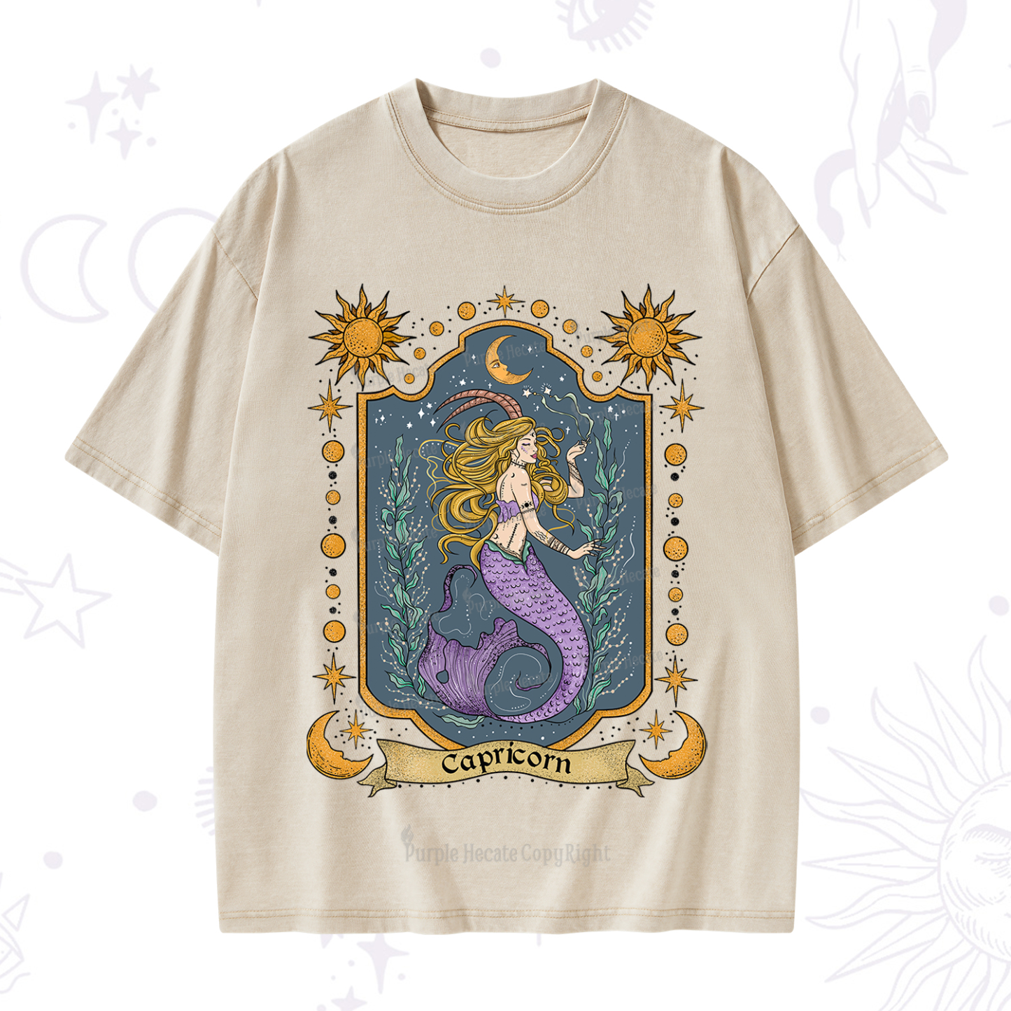 Purplehecate Capricorn Zodiac Washed T-Shirt