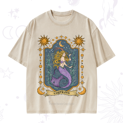 Purplehecate Capricorn Zodiac Washed T-Shirt