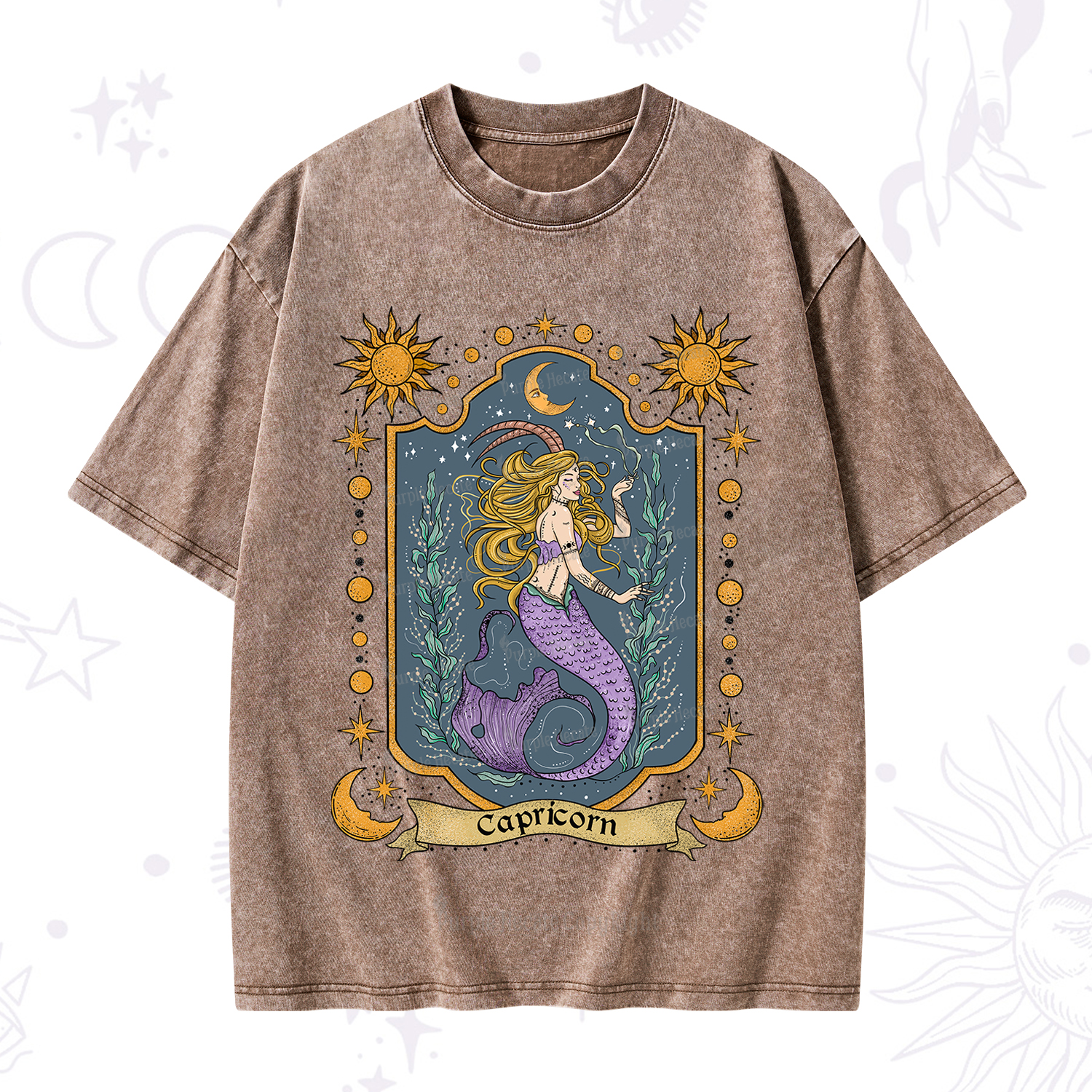 Purplehecate Capricorn Zodiac Washed T-Shirt