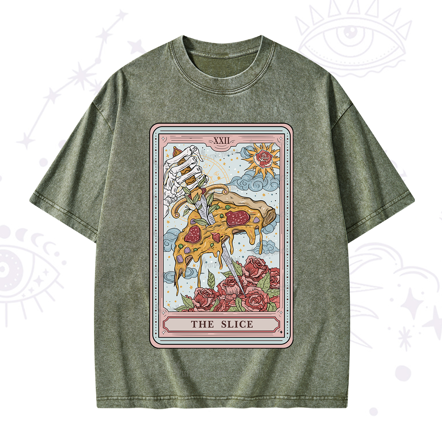 Purplehecate The Slice Tarot Washed T-Shirt