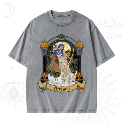 Purplehecate The Huntress Goddess Artemis Washed T-Shirt