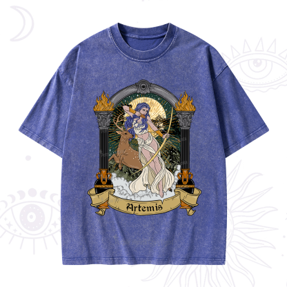 Purplehecate The Huntress Goddess Artemis Washed T-Shirt