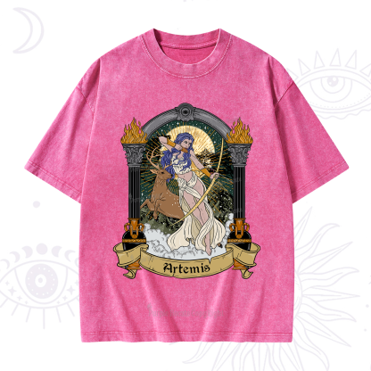 Purplehecate The Huntress Goddess Artemis Washed T-Shirt