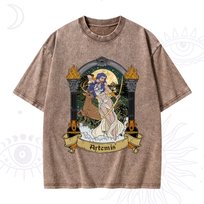 Purplehecate The Huntress Goddess Artemis Washed T-Shirt