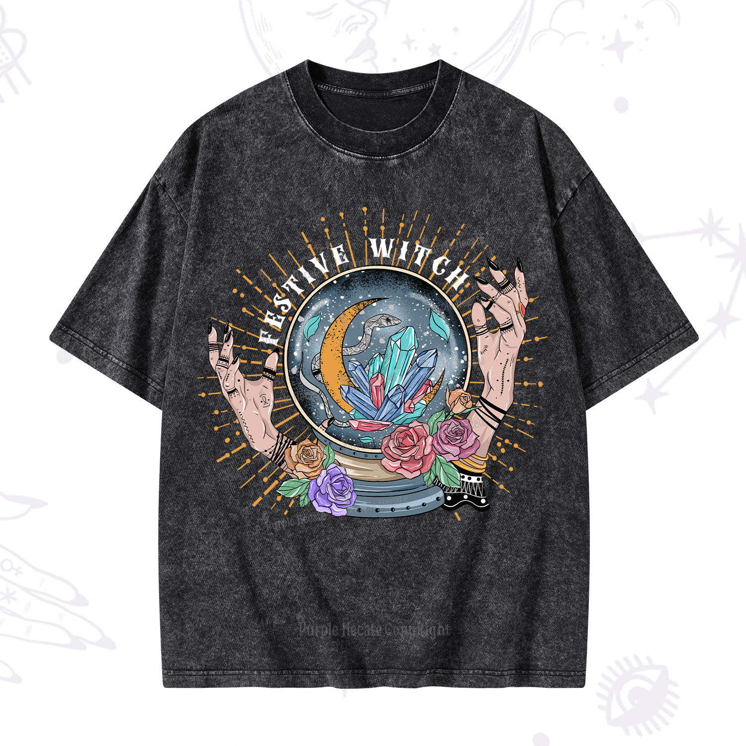 Purplehecate Festive Witch Washed T-Shirt