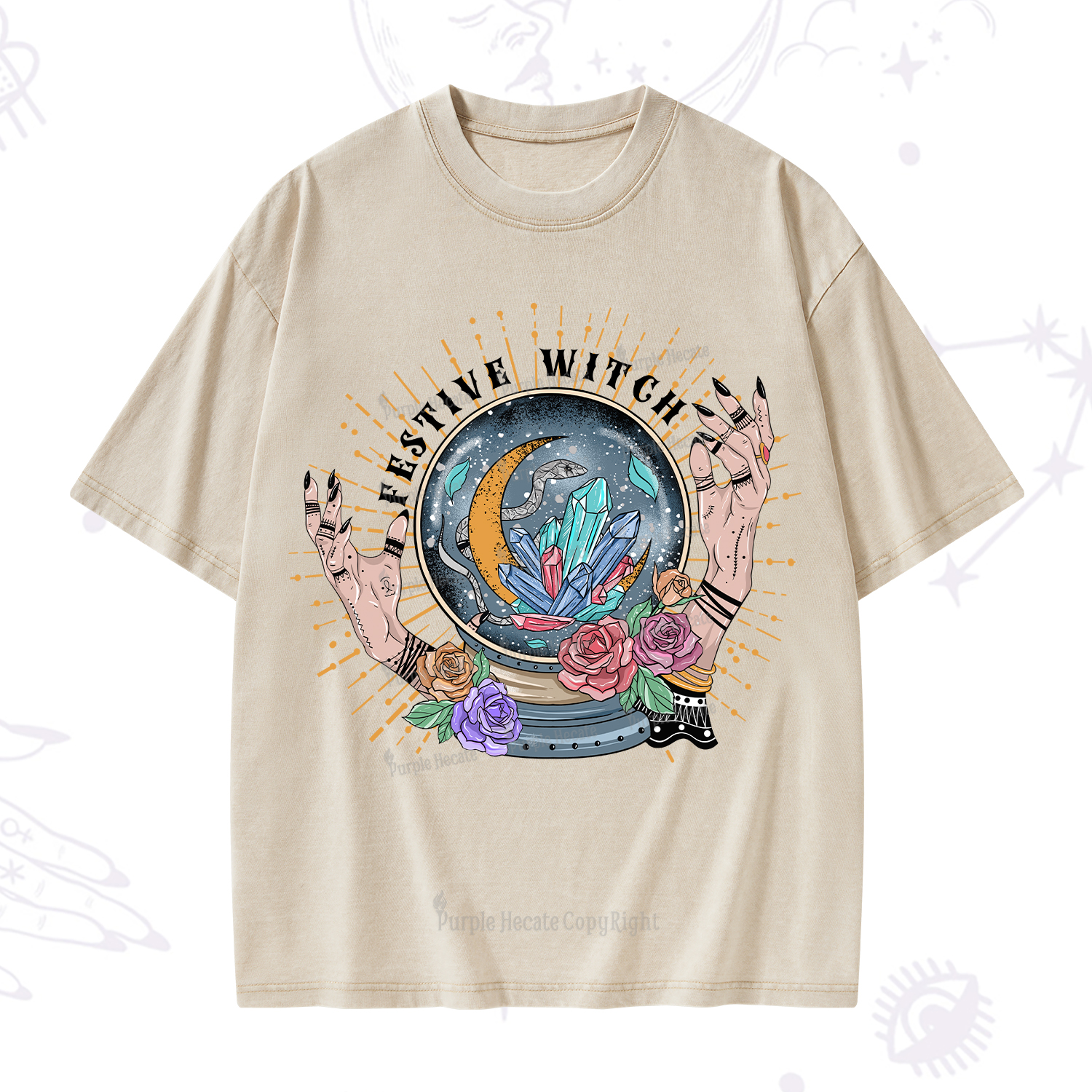 Purplehecate Festive Witch Washed T-Shirt