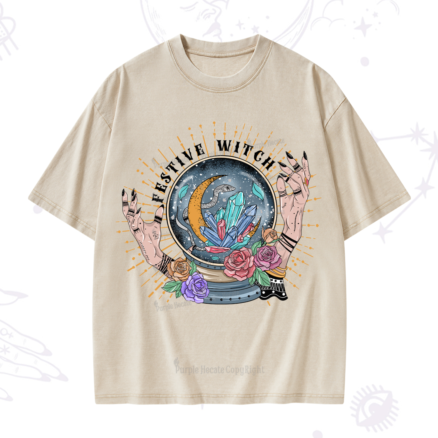 Purplehecate Festive Witch Washed T-Shirt