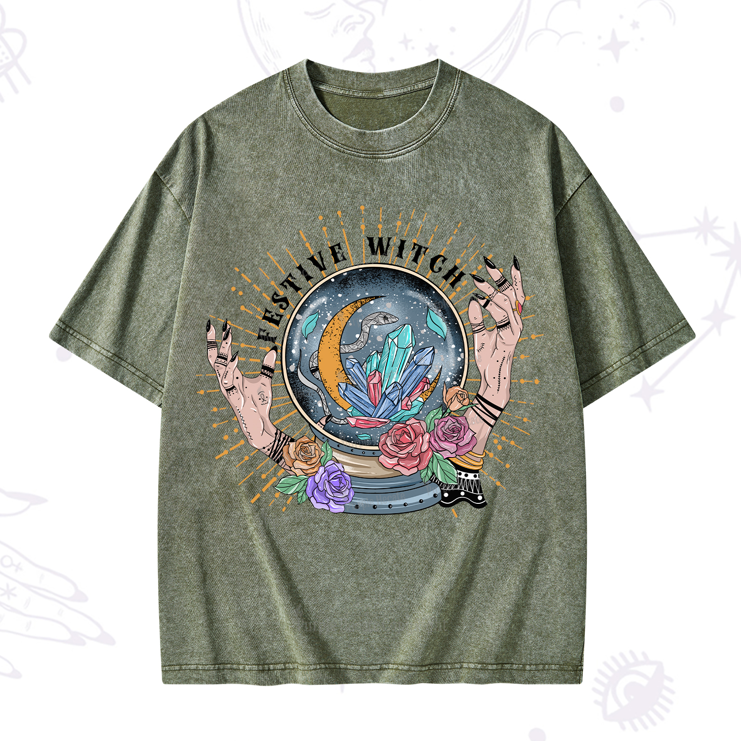 Purplehecate Festive Witch Washed T-Shirt