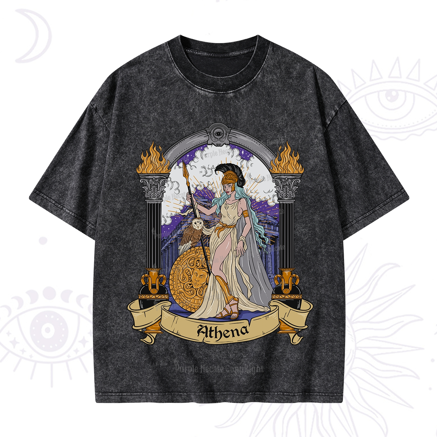 Purplehecate The Wise Goddess Athena Washed T-Shirt