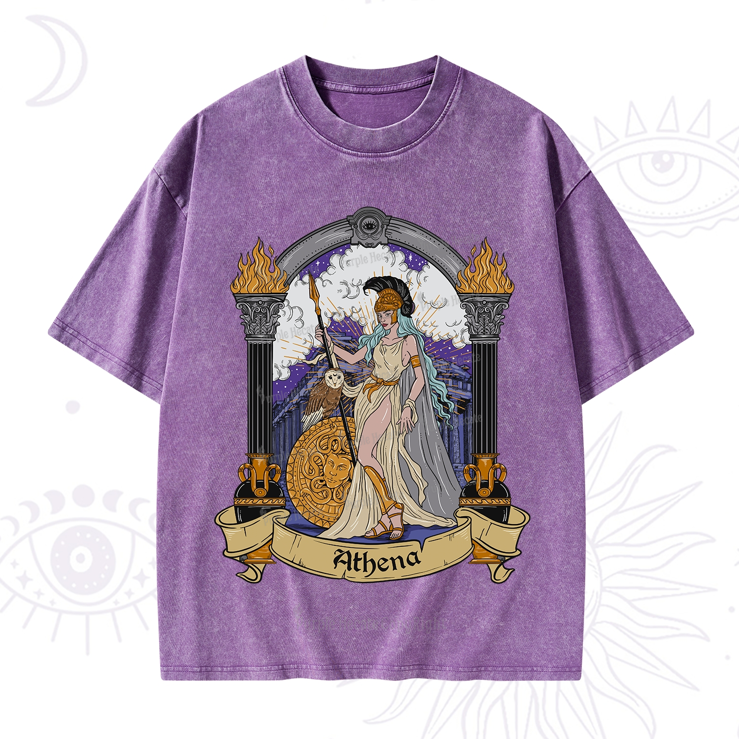 Purplehecate The Wise Goddess Athena Washed T-Shirt