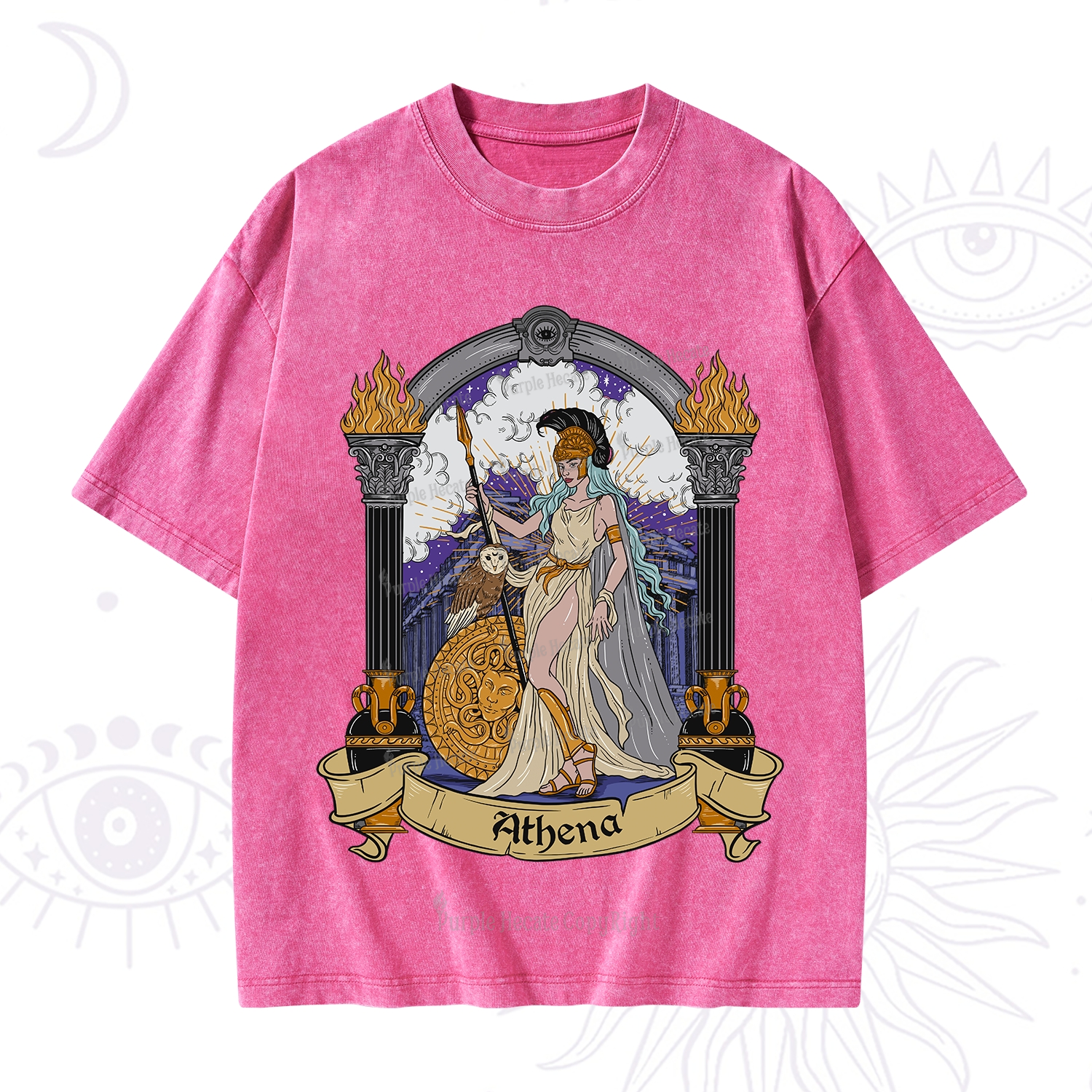 Purplehecate The Wise Goddess Athena Washed T-Shirt