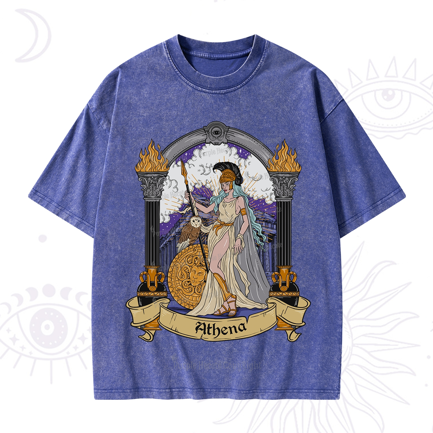 Purplehecate The Wise Goddess Athena Washed T-Shirt