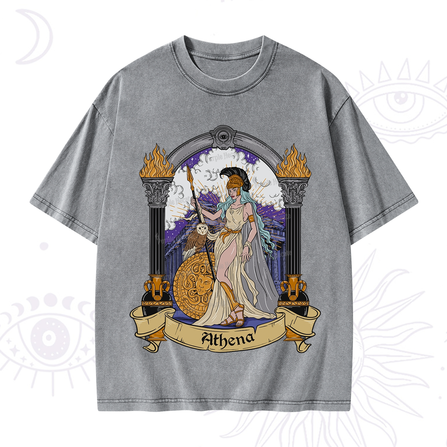 Purplehecate The Wise Goddess Athena Washed T-Shirt