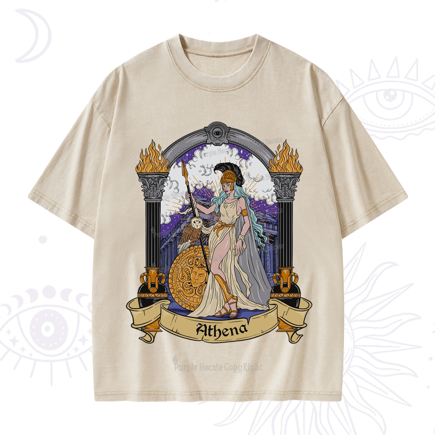 Purplehecate The Wise Goddess Athena Washed T-Shirt