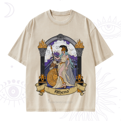 Purplehecate The Wise Goddess Athena Washed T-Shirt