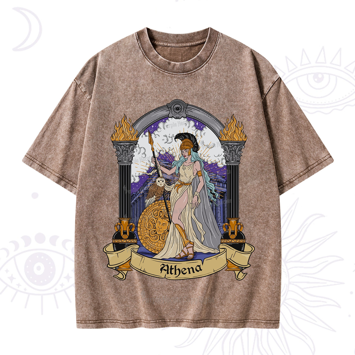 Purplehecate The Wise Goddess Athena Washed T-Shirt