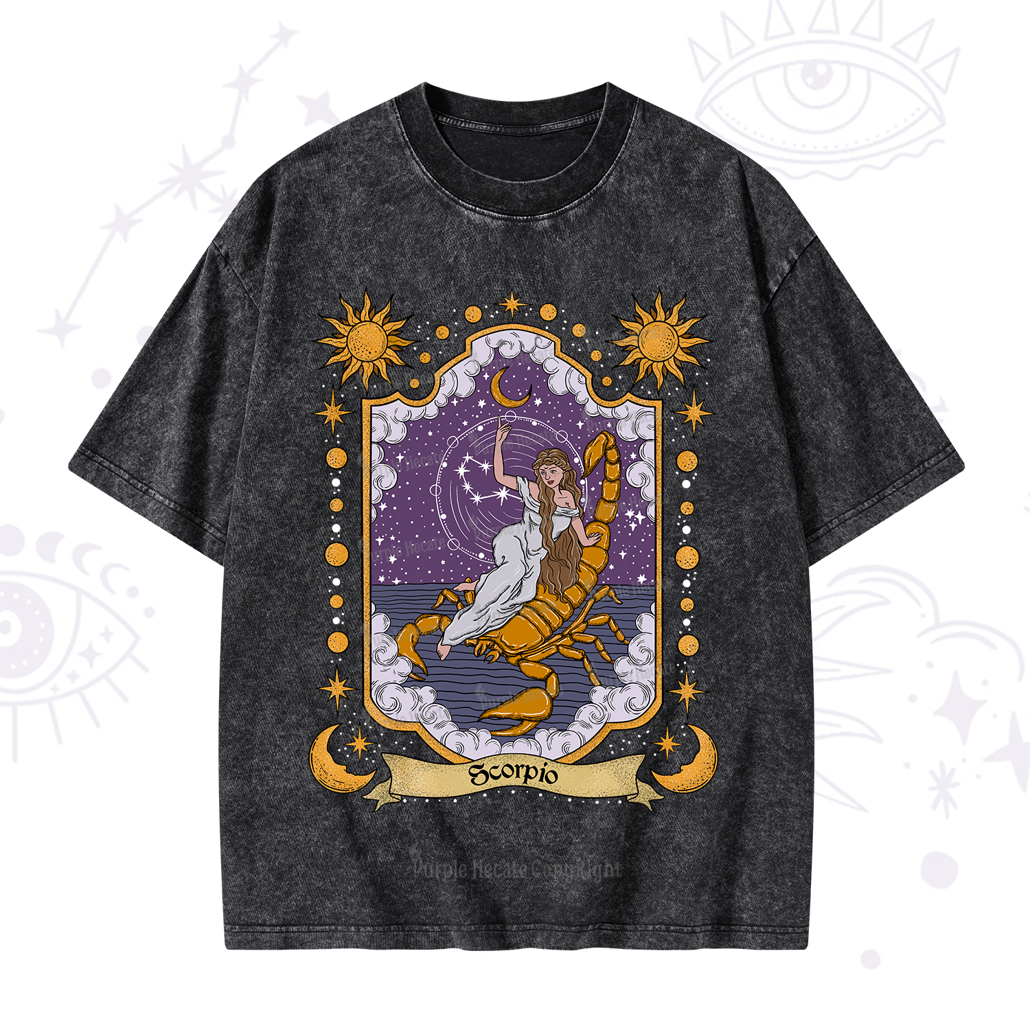 Purplehecate Scorpio Zodiac Washed T-Shirt