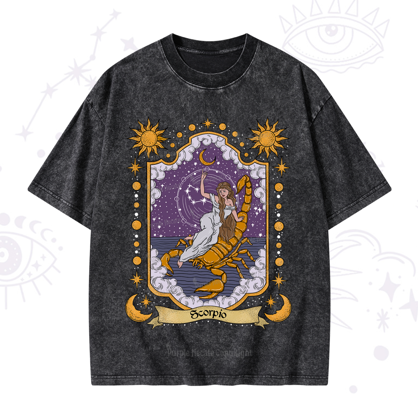 Purplehecate Scorpio Zodiac Washed T-Shirt
