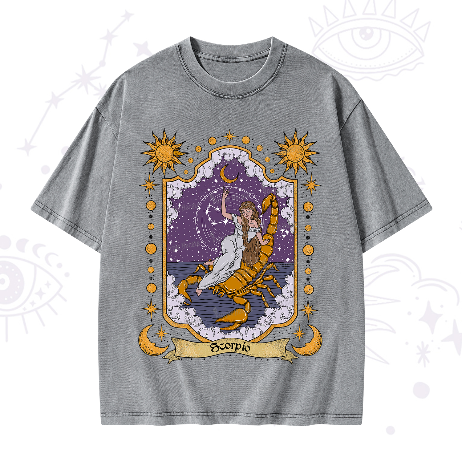 Purplehecate Scorpio Zodiac Washed T-Shirt