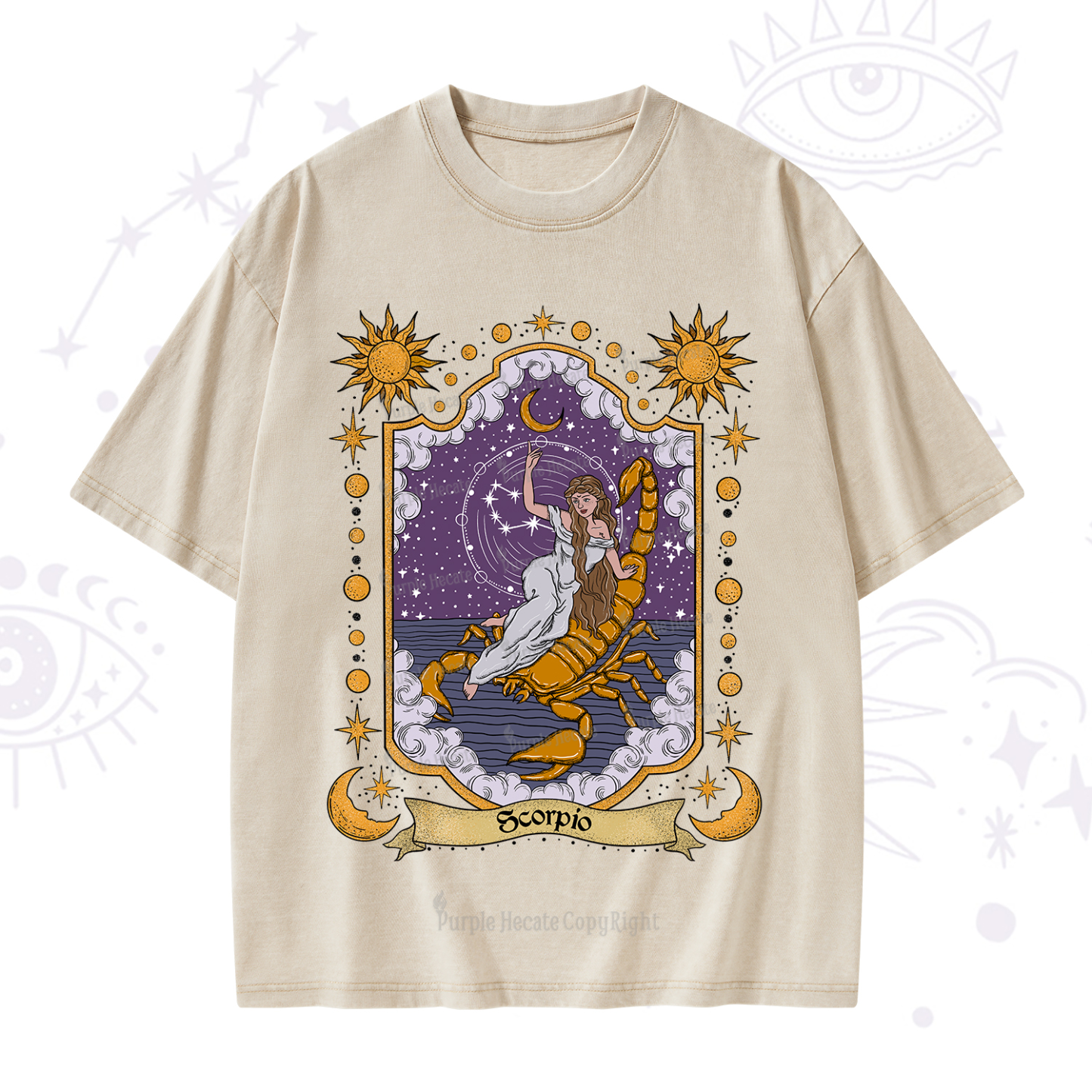 Purplehecate Scorpio Zodiac Washed T-Shirt