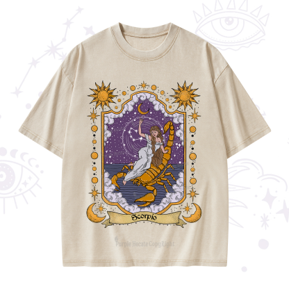 Purplehecate Scorpio Zodiac Washed T-Shirt
