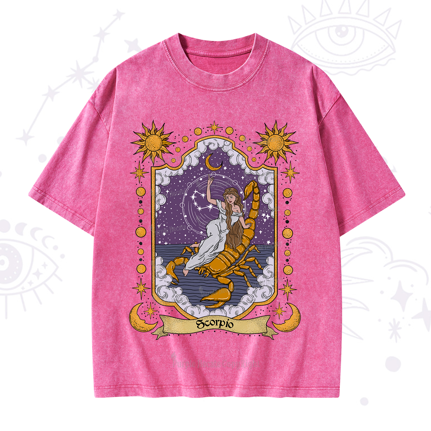 Purplehecate Scorpio Zodiac Washed T-Shirt