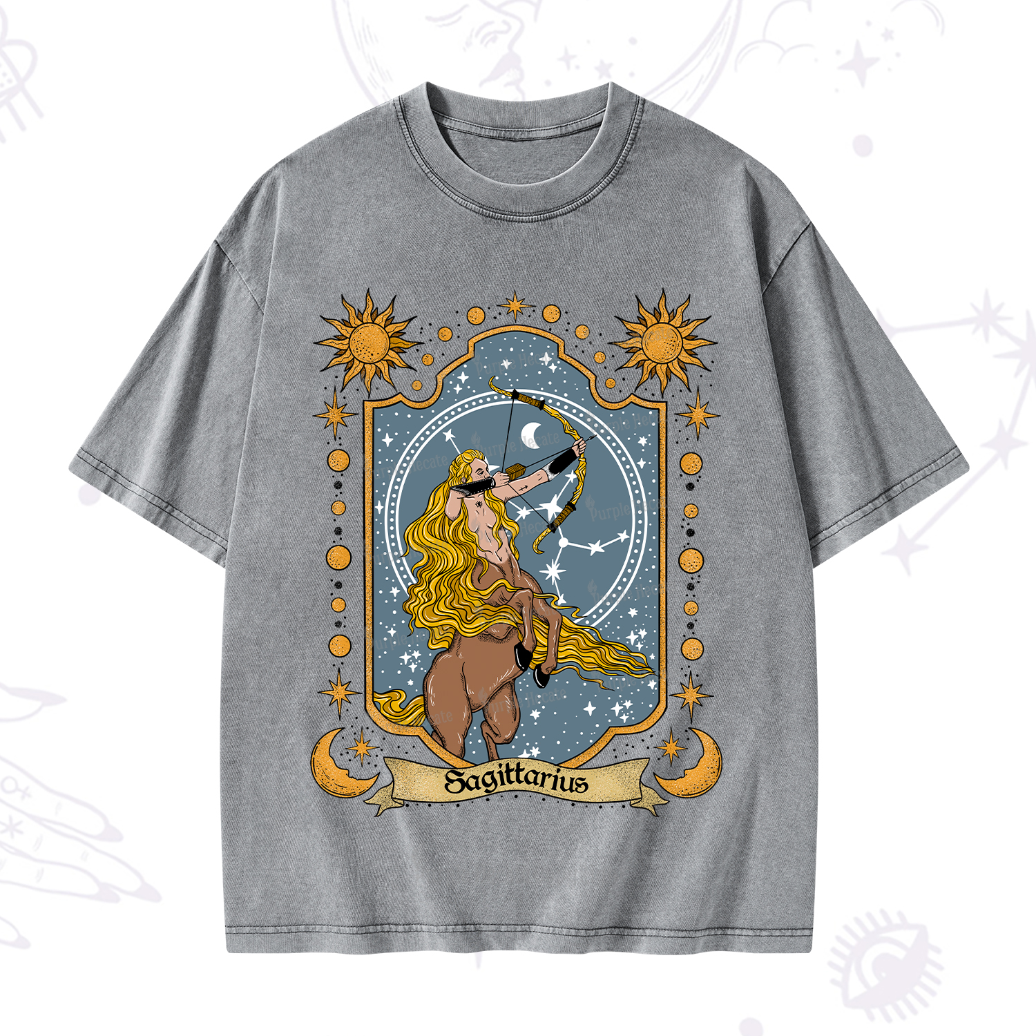 Purplehecate Sagittarius Zodiac Washed T-Shirt