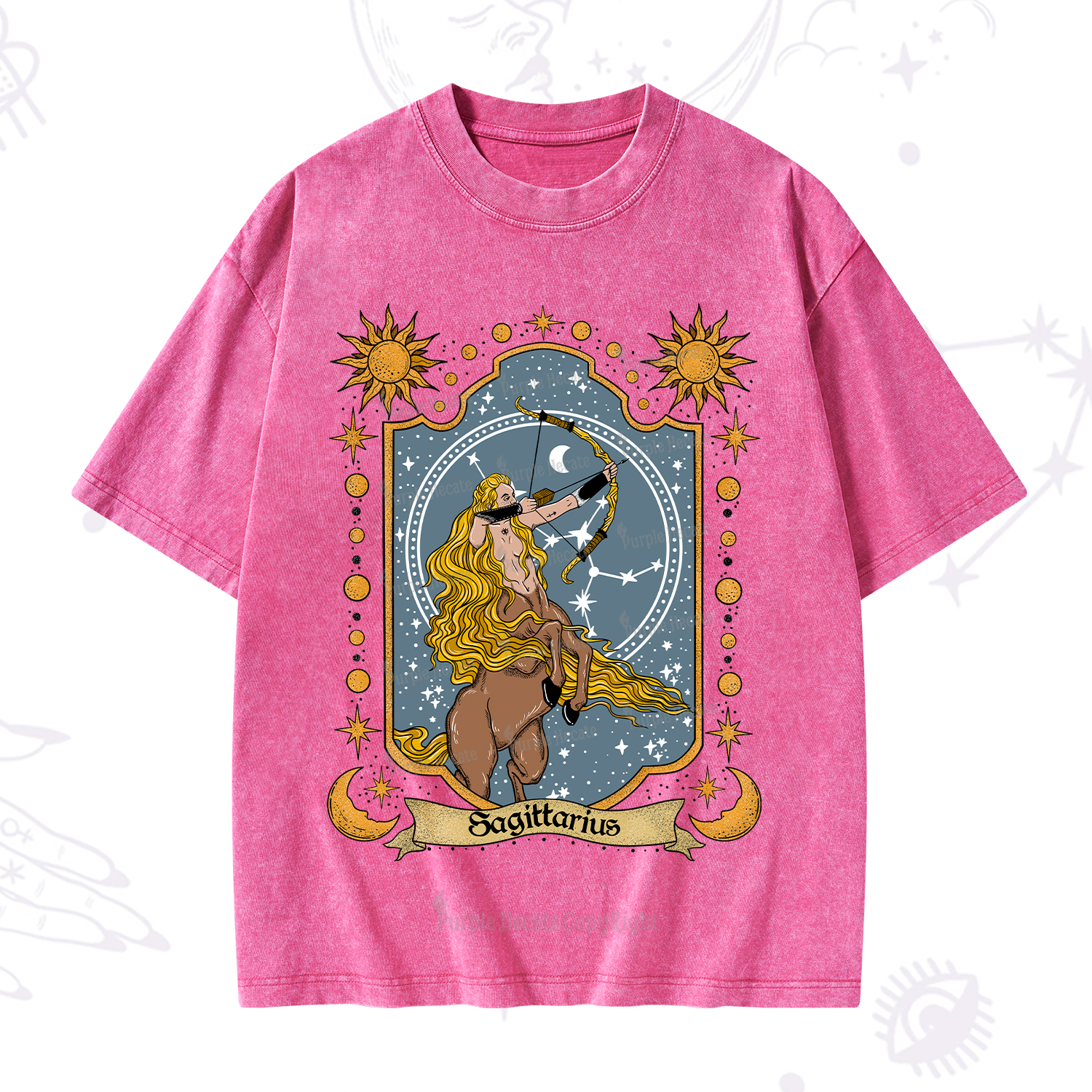 Purplehecate Sagittarius Zodiac Washed T-Shirt