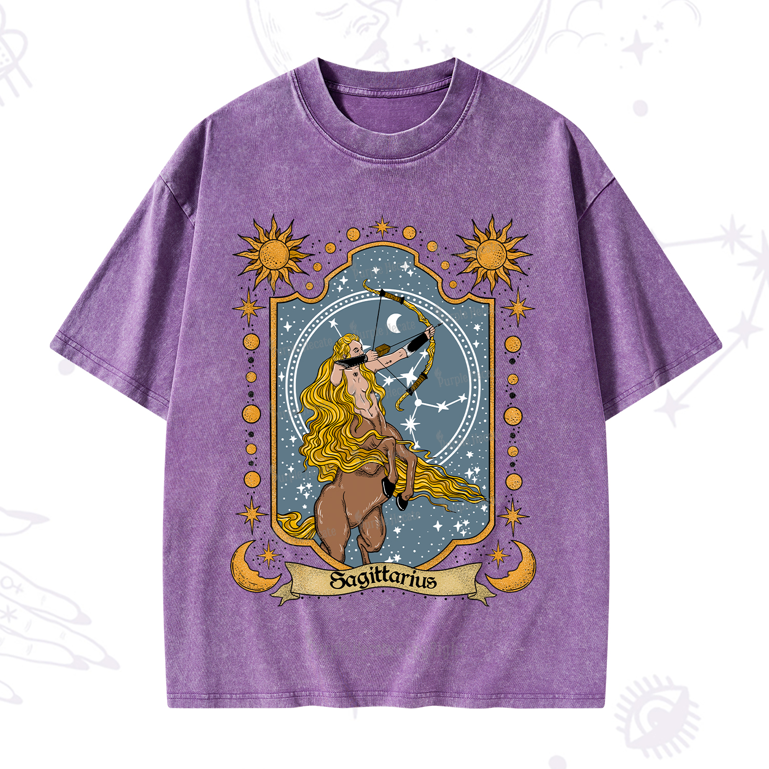 Purplehecate Sagittarius Zodiac Washed T-Shirt