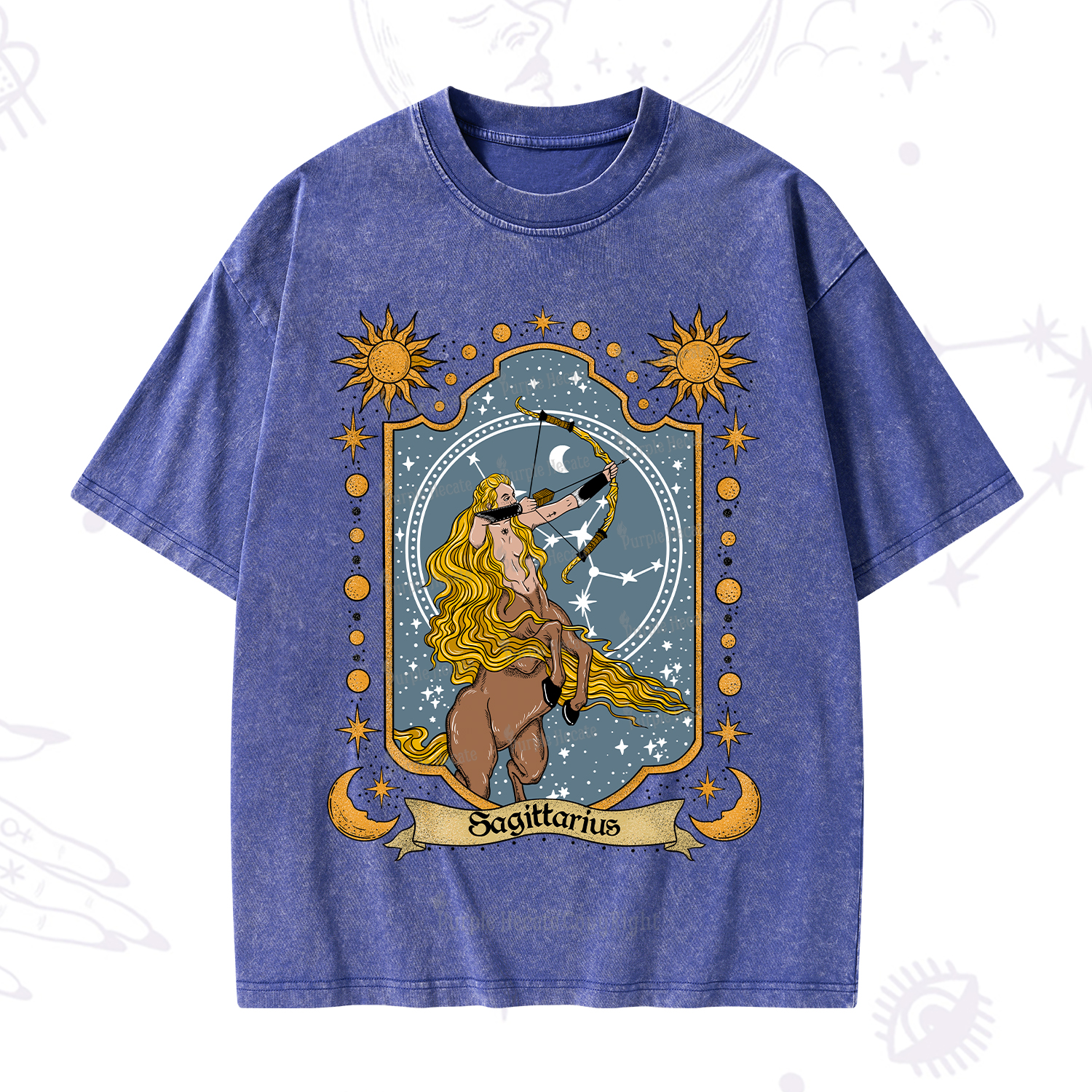Purplehecate Sagittarius Zodiac Washed T-Shirt