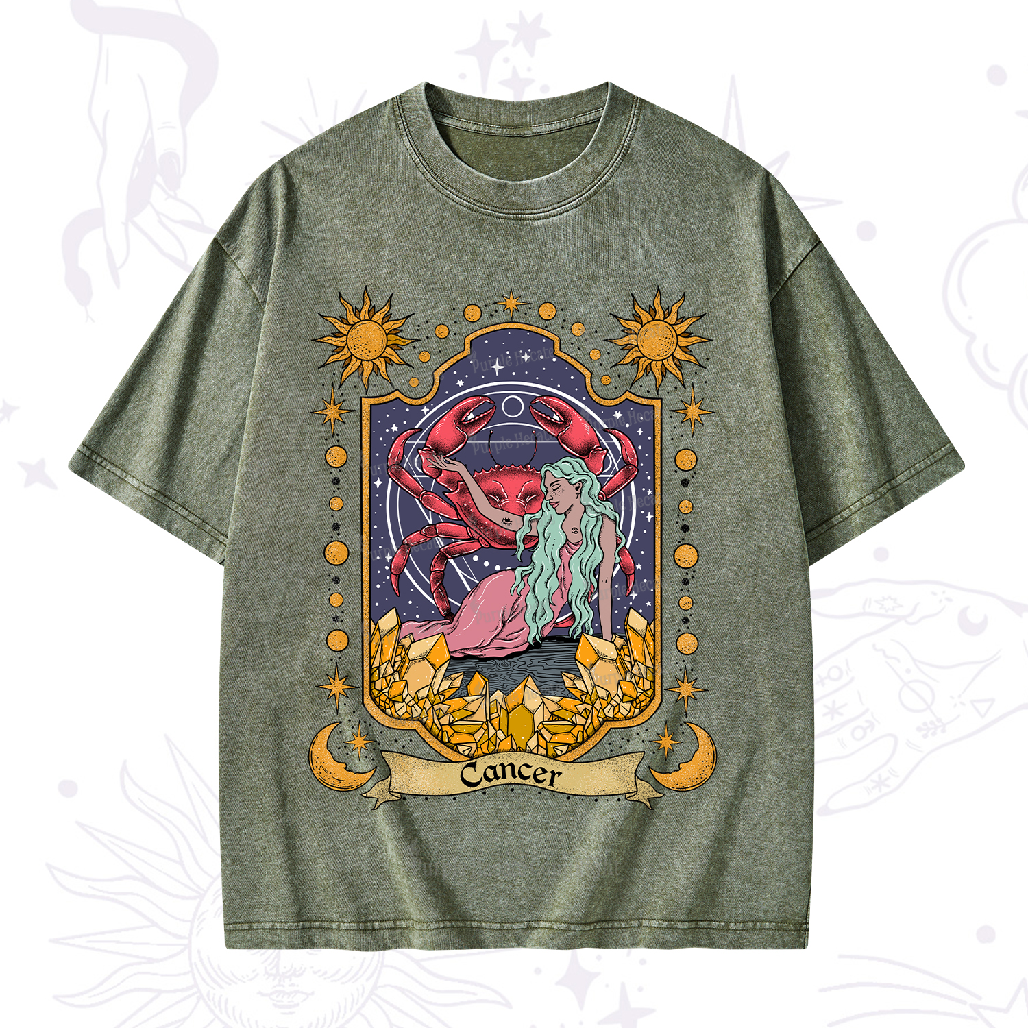 Purplehecate Cancer Zodiac Washed T-Shirt