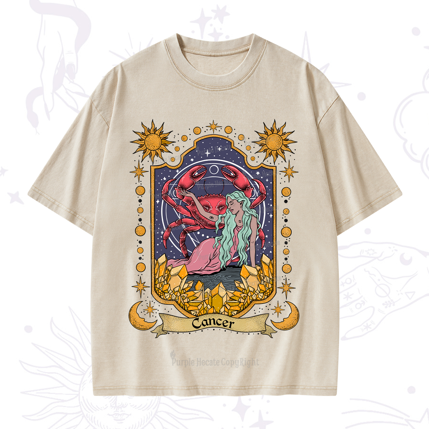 Purplehecate Cancer Zodiac Washed T-Shirt