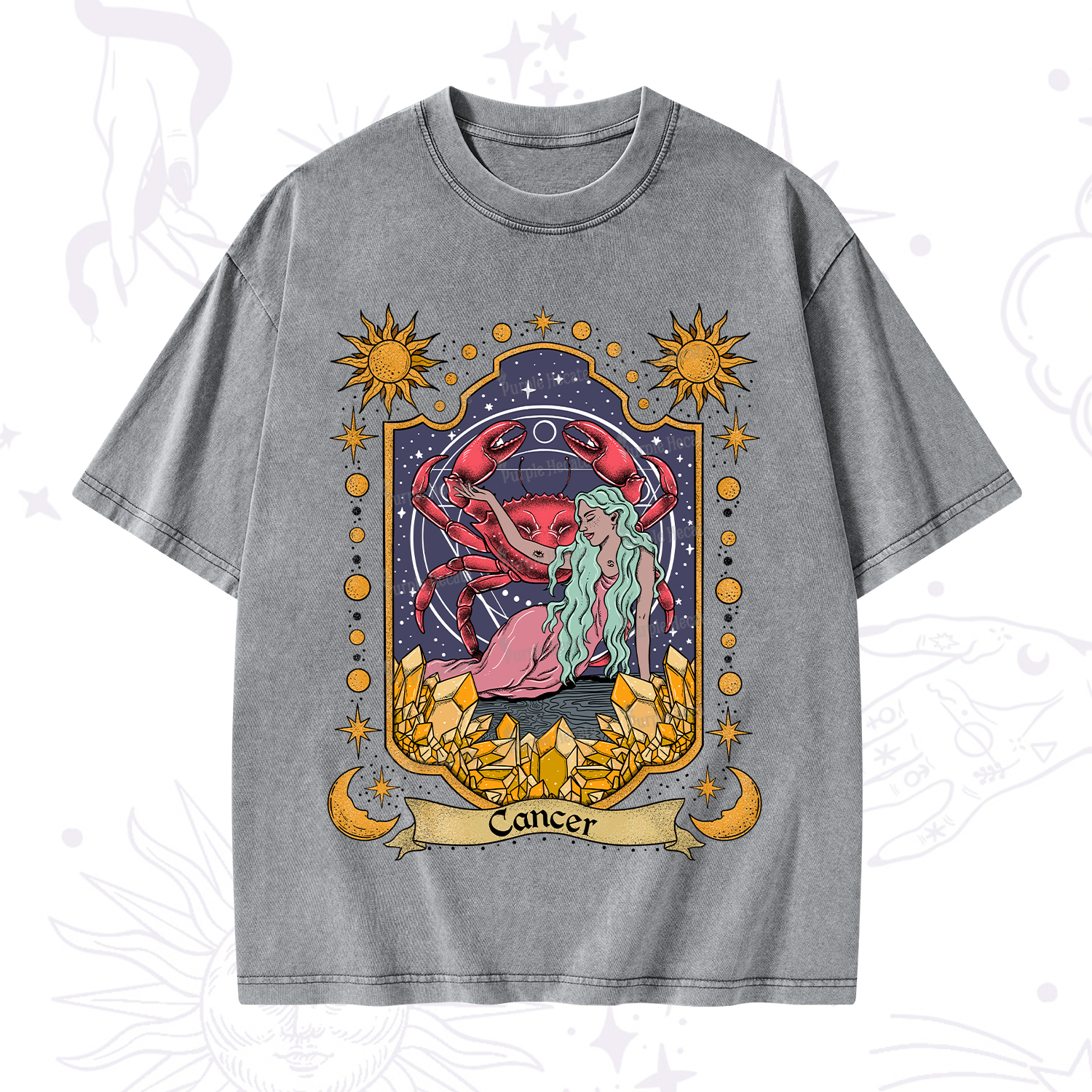 Purplehecate Cancer Zodiac Washed T-Shirt