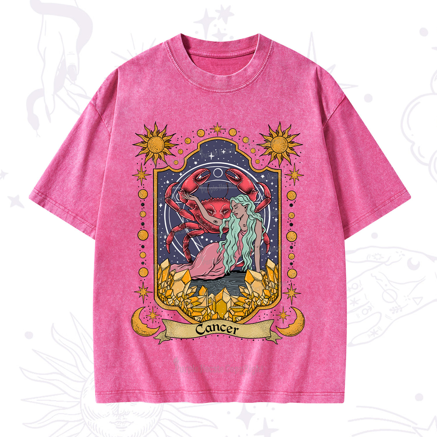 Purplehecate Cancer Zodiac Washed T-Shirt