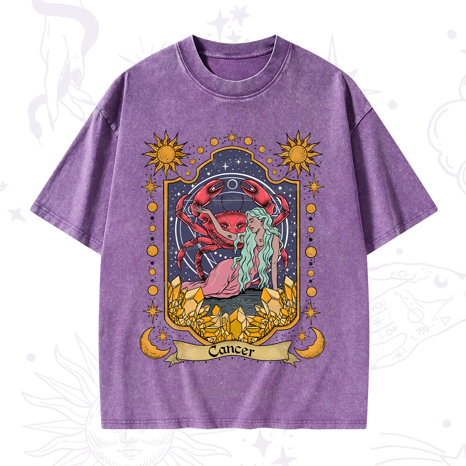 Purplehecate Cancer Zodiac Washed T-Shirt