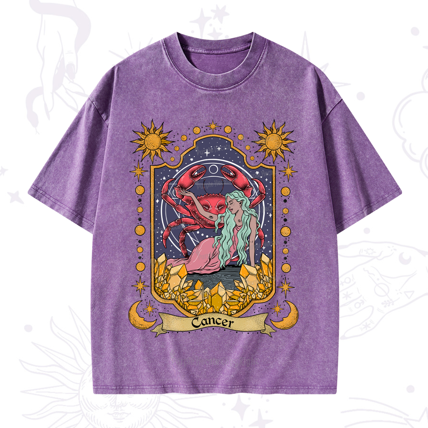 Purplehecate Cancer Zodiac Washed T-Shirt