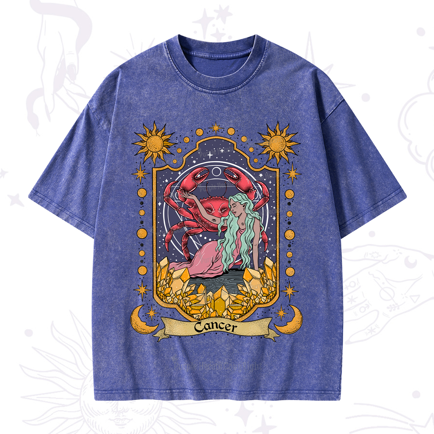 Purplehecate Cancer Zodiac Washed T-Shirt