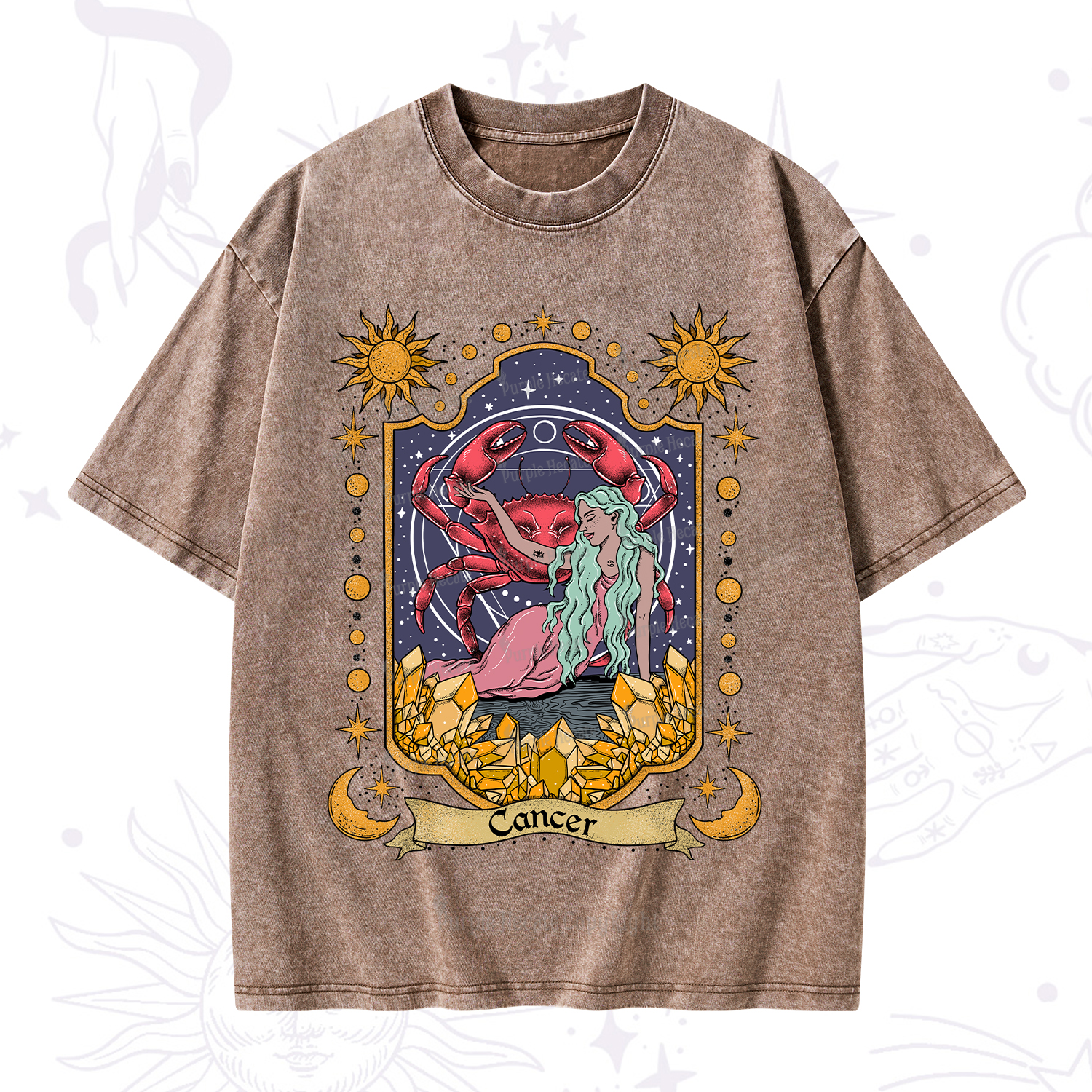 Purplehecate Cancer Zodiac Washed T-Shirt
