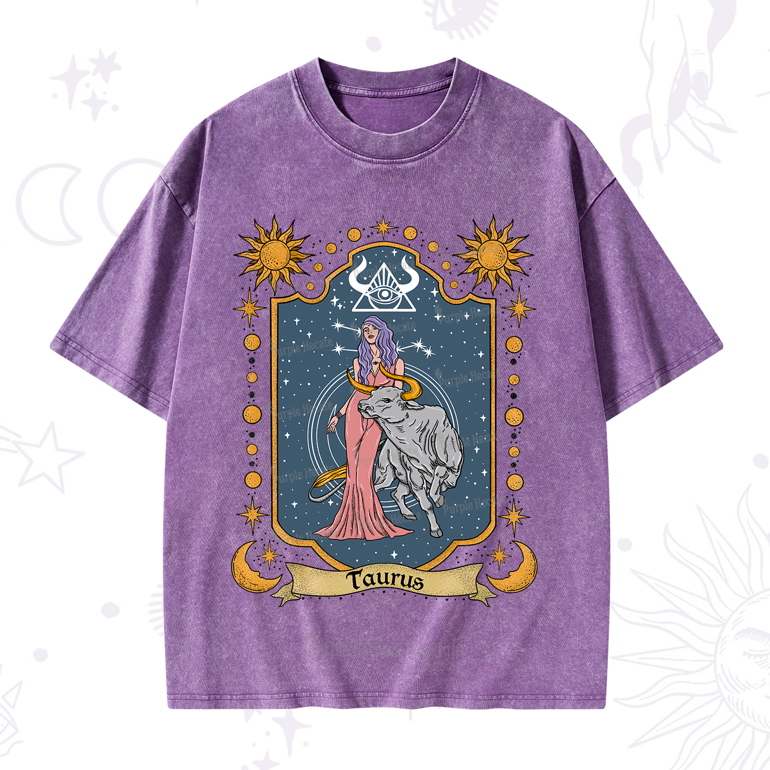 Purplehecate Taurus Zodiac Washed T-Shirt