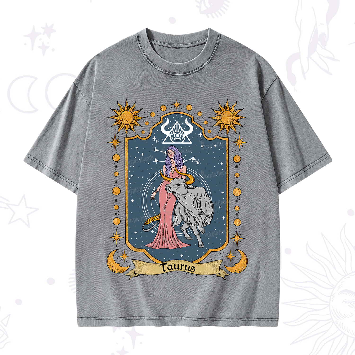 Purplehecate Taurus Zodiac Washed T-Shirt