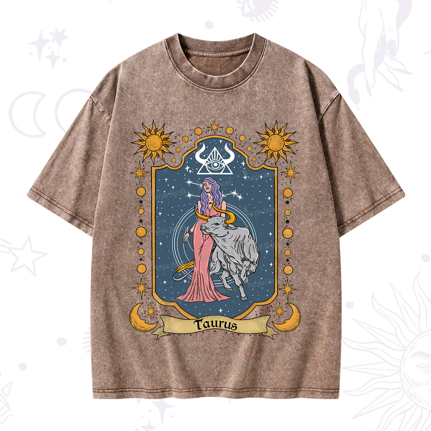 Purplehecate Taurus Zodiac Washed T-Shirt