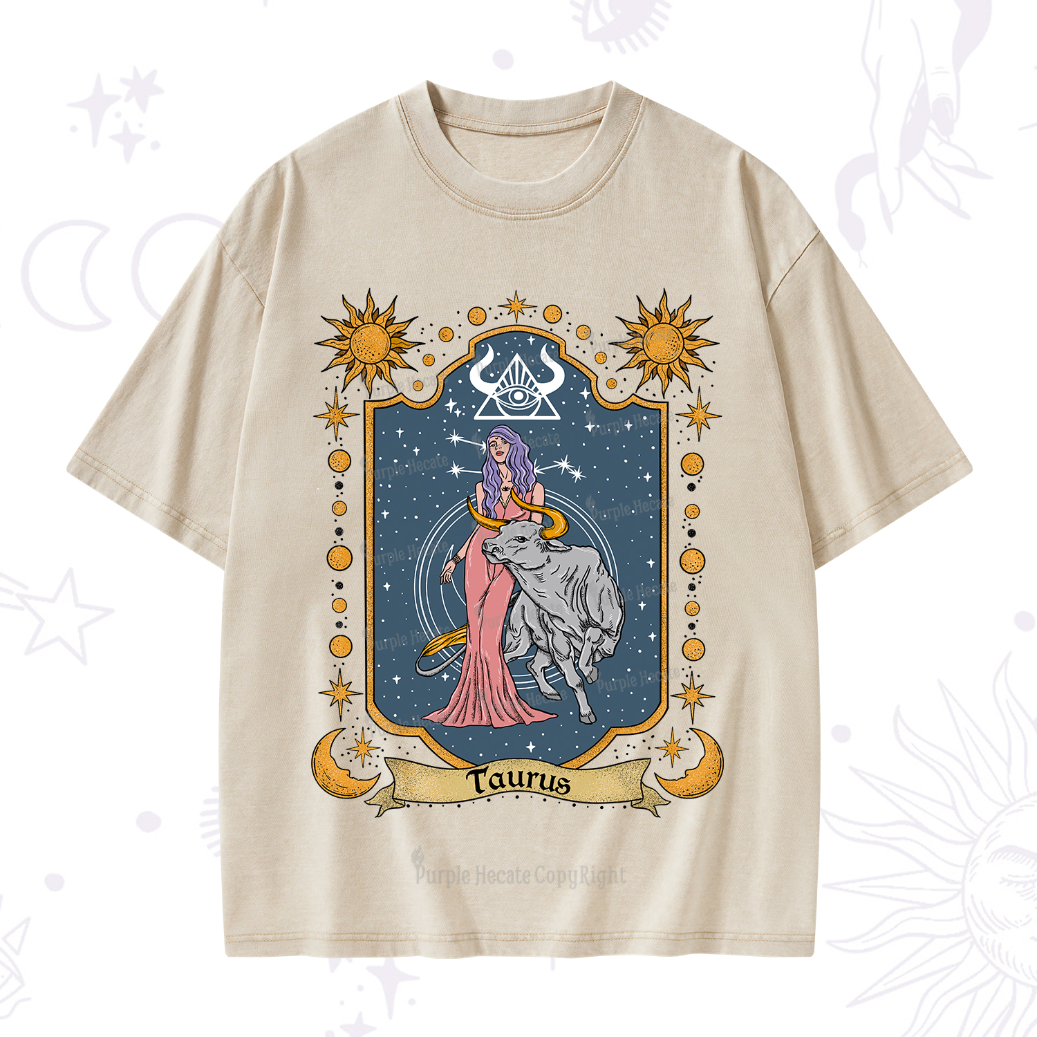 Purplehecate Taurus Zodiac Washed T-Shirt