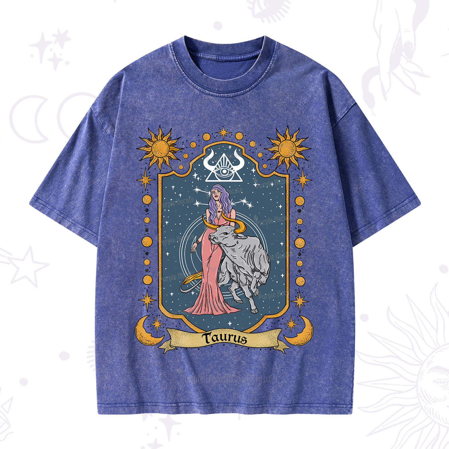 Purplehecate Taurus Zodiac Washed T-Shirt
