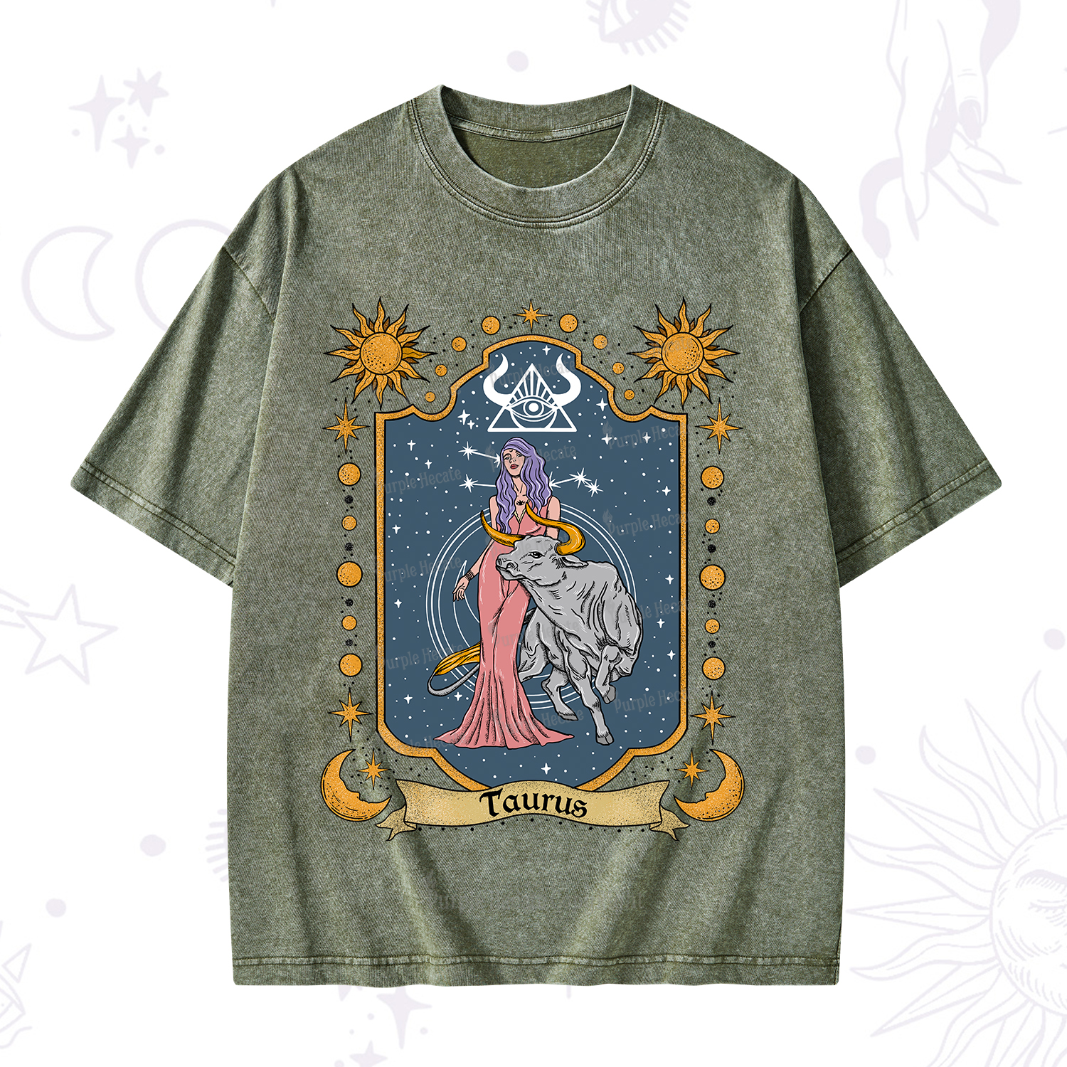 Purplehecate Taurus Zodiac Washed T-Shirt