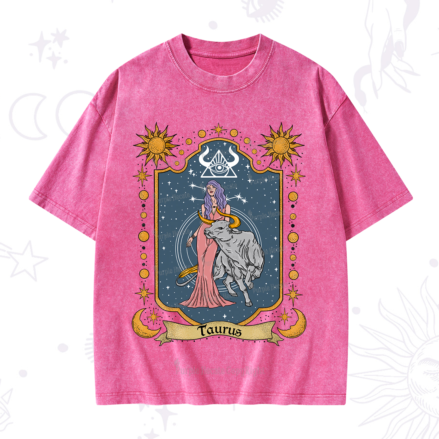 Purplehecate Taurus Zodiac Washed T-Shirt