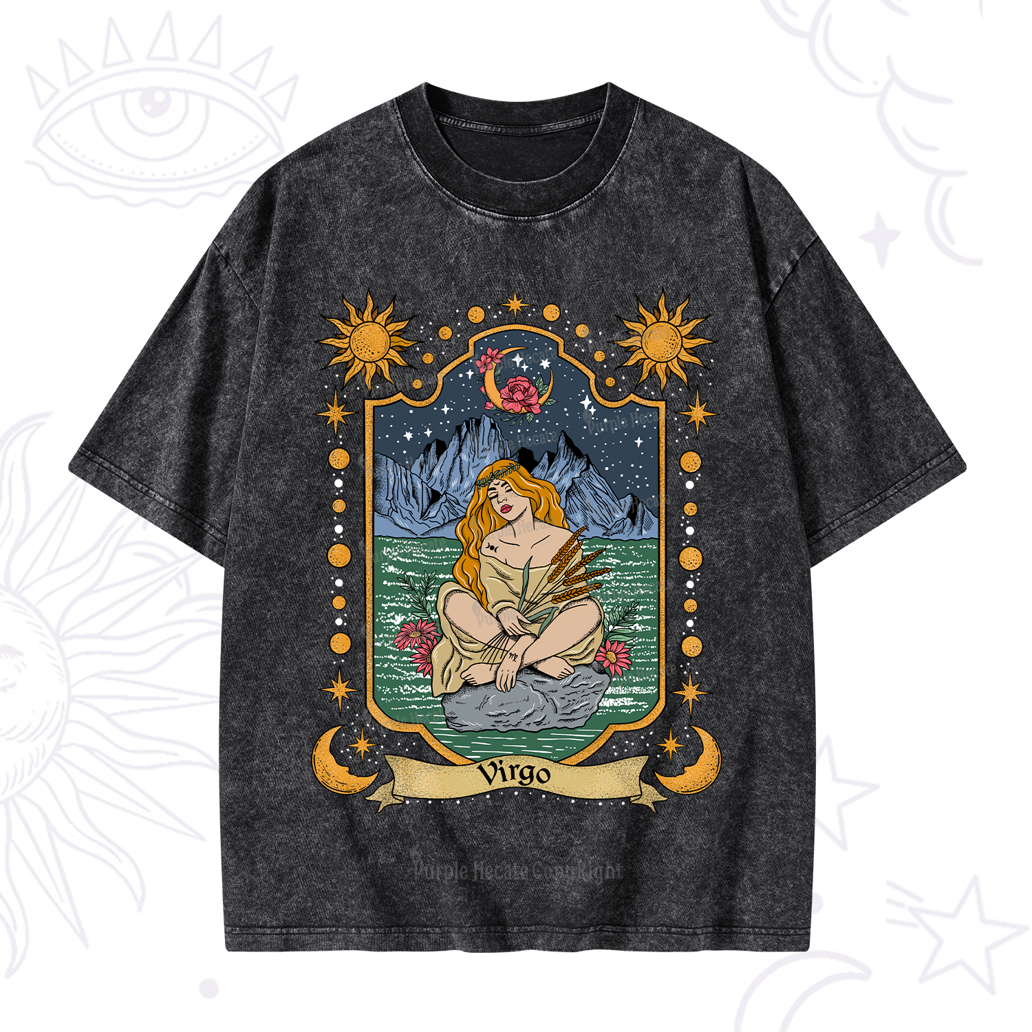 Purplehecate Virgo Zodiac Washed T-Shirt