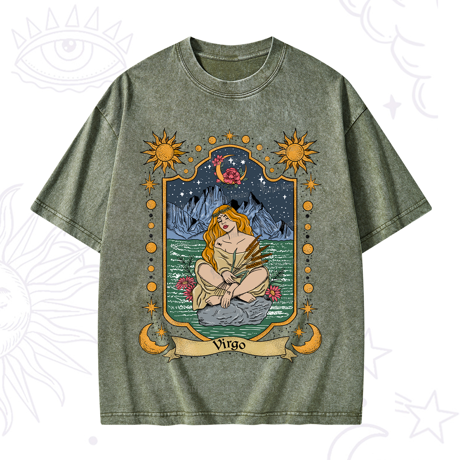 Purplehecate Virgo Zodiac Washed T-Shirt