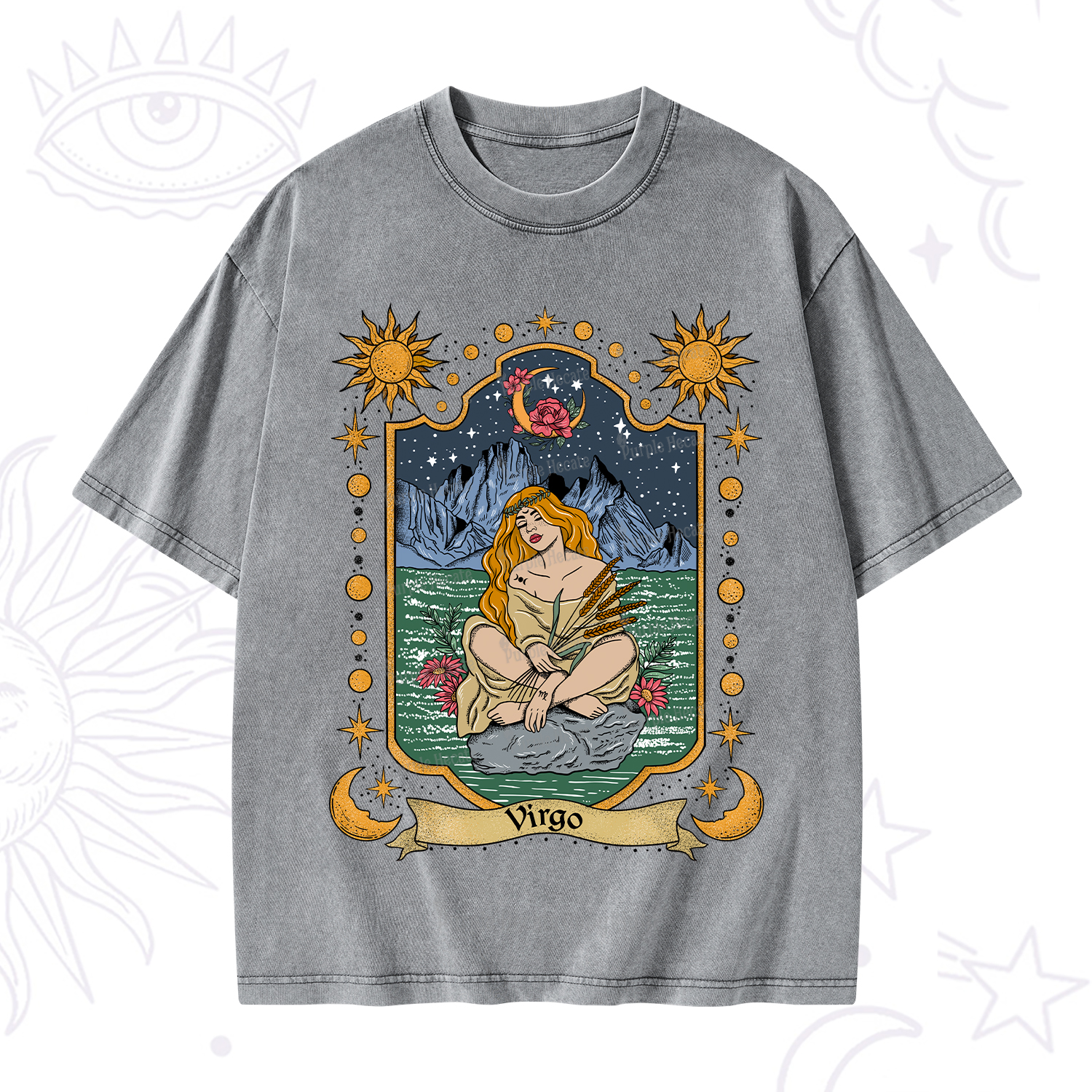 Purplehecate Virgo Zodiac Washed T-Shirt