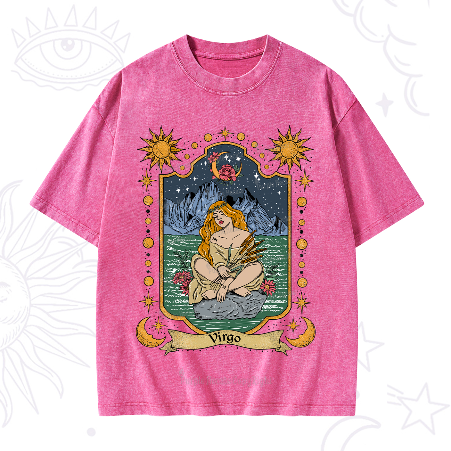 Purplehecate Virgo Zodiac Washed T-Shirt